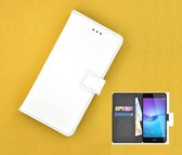 Wallet Bookcase Portemonneestijl Hoesje voor Huawei Y6 2017 - Wit Effen