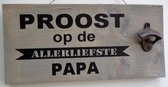 Tekstbord proost papa steigerhout grijs 19x40cm