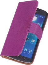 BestCases.nl Polar Echt Lederen Lila Samsung Galaxy Note 2 Bookstyle Wallet Hoesje