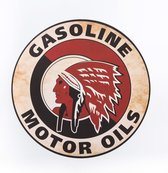 Signs-USA Red Indian - gasoline & motor oil - 70 cm rond - retro wandbord