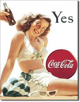 Metalen Coca-Cola Wandbord 'YES girl'