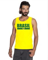 Geel Brazilie supporter singlet shirt/ tanktop heren L