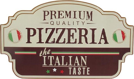 Signs-USA Premium Pizzeria - Retro Wandbord - Metaal - 50x29,5 cm