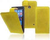 Devills Crazy Lederen Flip case Nokia Lumia 520 / 525 Telefoonhoesje Yellow