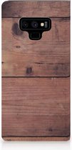 Geschikt voor Samsung Galaxy Note 9 Uniek Standcase Hoesje Old Wood