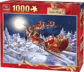 King Puzzel 1000 Stukjes (68 x 49 cm) - Kerstman Arreslee - Legpuzzel Kerst / Winter