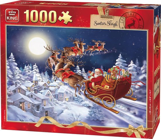 Vulkanisch oosters marmeren King Puzzel 1000 Stukjes (68 x 49 cm) - Kerstman Arreslee - Legpuzzel Kerst  / Winter | bol