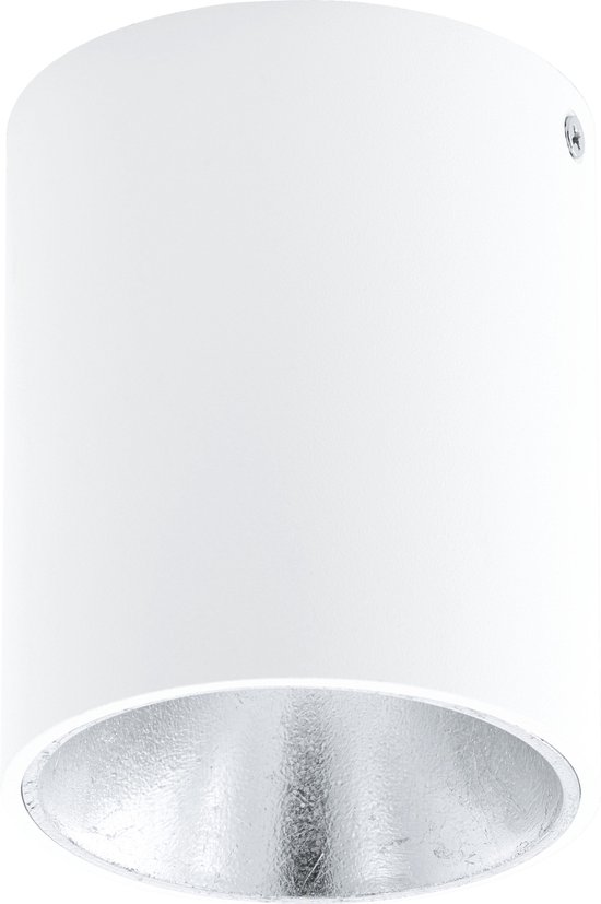 EGLO Polasso - Plafonnier - 1 Lumière - LED - Ø100mm. - Blanc, Argent