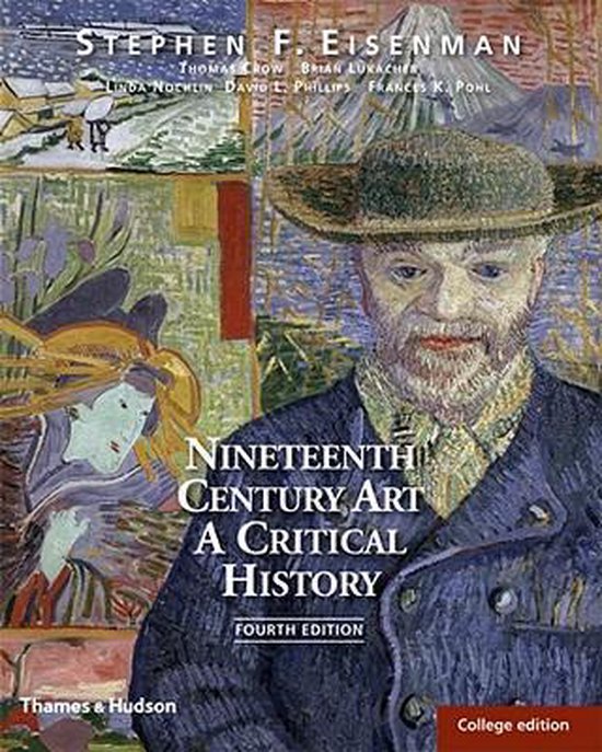 Boekomslag 'Nineteenth Century Art: A Critical History' met een schilderij van een man met baard en hoed. Titel en auteurs vermeld.