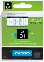 DYMO originele D1 labels | Blauwe Tekst op Wit Label | 19 mm x 7 m | zelfklevende etiketten voor de LabelManager labelprinter | gemaakt in Europa