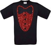 Smoking T-shirt glitter rood maat XL zwart
