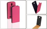 Lelycase Roze Lederen Flip case Telefoonhoesje Alcatel One Touch Idol 2 Mini