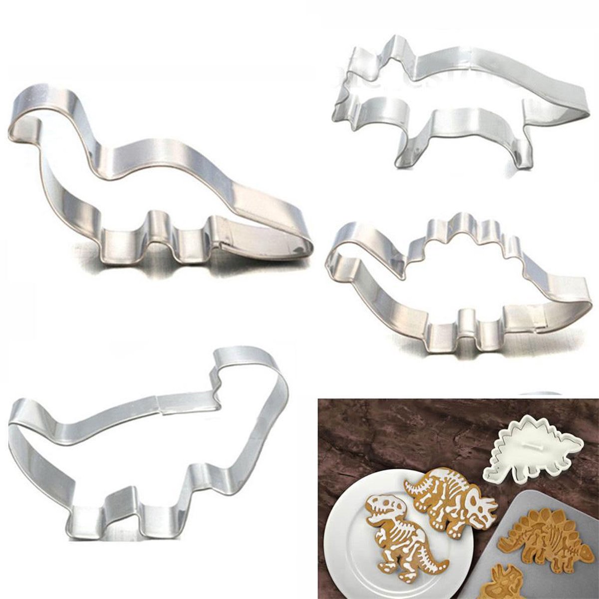 Set van 4 uitsteekvormpjes, tropische bladeren, kunststof, voor het versieren van taarten, koekjes, fondant