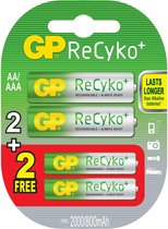 Setje van 2 x AA GP ReCyko+ batterijen + 2 x gratis AAA