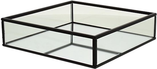 Likken gat berekenen Glazen spiegel plateau - decoratie - glas - plateau - dienblad - zwart - 18  x 18 cm | bol.com