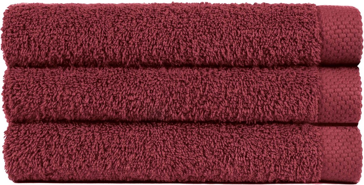 Douchelaken 70x140 cm Uni Pure Royal Bordeaux Rood - 3 stuks