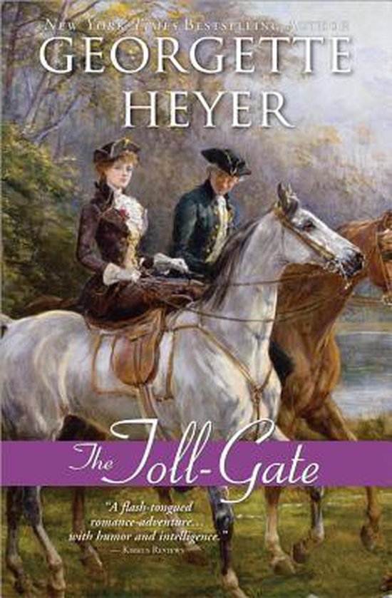 Boek "The Toll-Gate" van Georgette Heyer. Vrouw en man te paard in historische kledij.