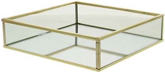 Glazen spiegel plateau - decoratie - glas - plateau - dienblad - zwart - 18  x 18 cm | bol.com