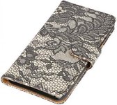 Lace Bookstyle Wallet Case Hoesjes voor Sony Xperia X Performance Zwart