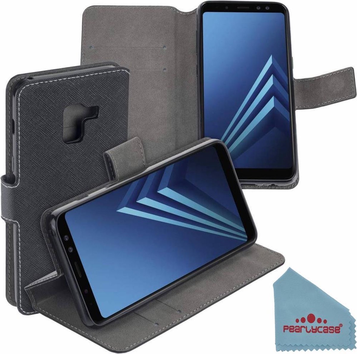 Pearlycase® Zwart Y Wallet Bookcase Hoesje Geschikt voor Samsung Galaxy A8 2018