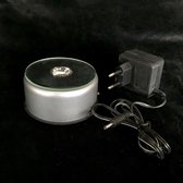 Lichtplateau-LED-Licht draaiplateau met gekleurd licht op batterij en op adapter 9x9x4.5cm