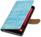Lizard Bookstyle Wallet Case Hoesjes voor Galaxy C7 Turquoise
