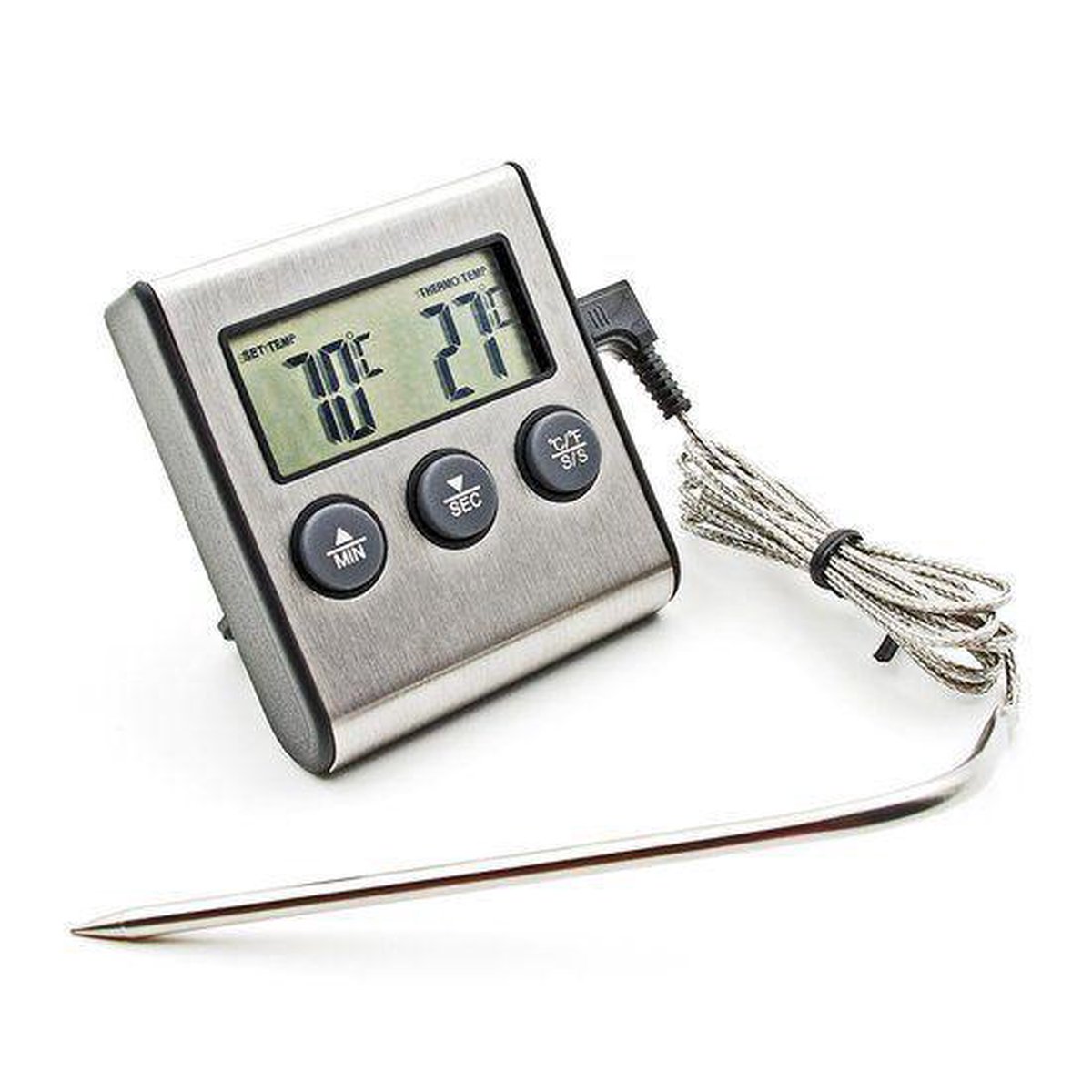 Digitale Kookthermometer -  Wekker - Kerstcadeau - Keukenthermometer - Digitaal - Timer + Alarm - Vleesthermometer - BBQ thermometer - Batterij meegeleverd — cadeau in Kookcadeaus - foto 4