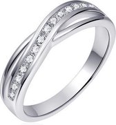 Schitterende Zilveren Dubbele Rand Ring Swarovski ® Zirkonia  19,00 mm. (maat 60) model 146
