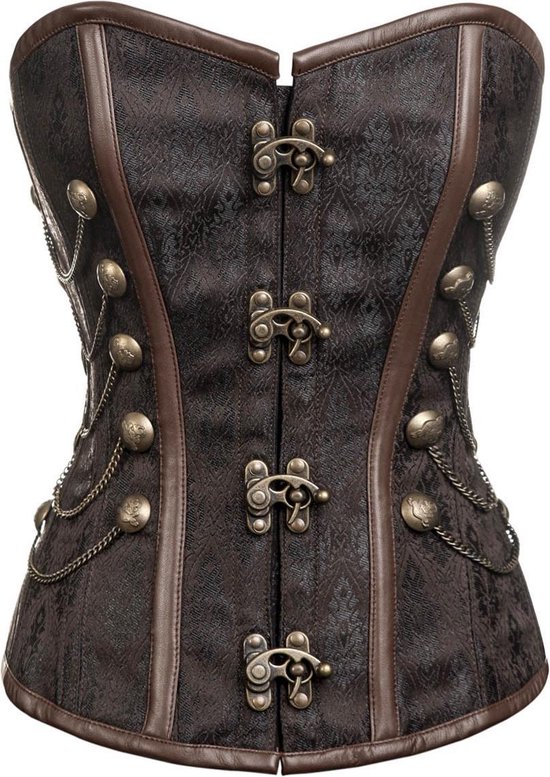 Steampunk bovenborst bruin corset met kettingen, maat 20 | bol.com