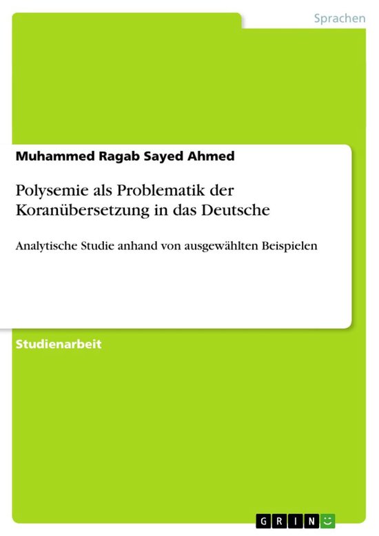 Polysemie als Problematik der Koranübersetzung in das Deuts ... - cover