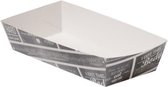 Bak, Karton en coating, snackbak, 150x70x35mm, wit/Grijs