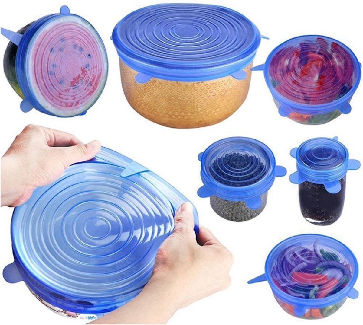 Herbruikbare Silicone Afsluitdeksel - Vacuum Deksel - Set van 6 Stuks