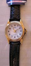 Casio MTP-1096Q-7B- Horloge - 35 mm - Leer - Zwart