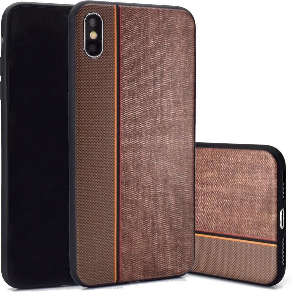 TPU Backcover - iPhone X/Xs - Jeansstof Print - Bruin/Koffie