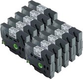 10 Pack Compatible Label Tape TZe-131 / TZ-131 Zwart op Transparant 12mm x 8m voor Brother P-Touch PT-2030, PT-2030AD, PT-2030VP, PT-2100, PT-2110, PT-2200, PT-2210, PT-2300, PT-2310