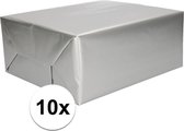 10x Inpakpapier/cadeaupapier zilver 200 x 70 cm op rol