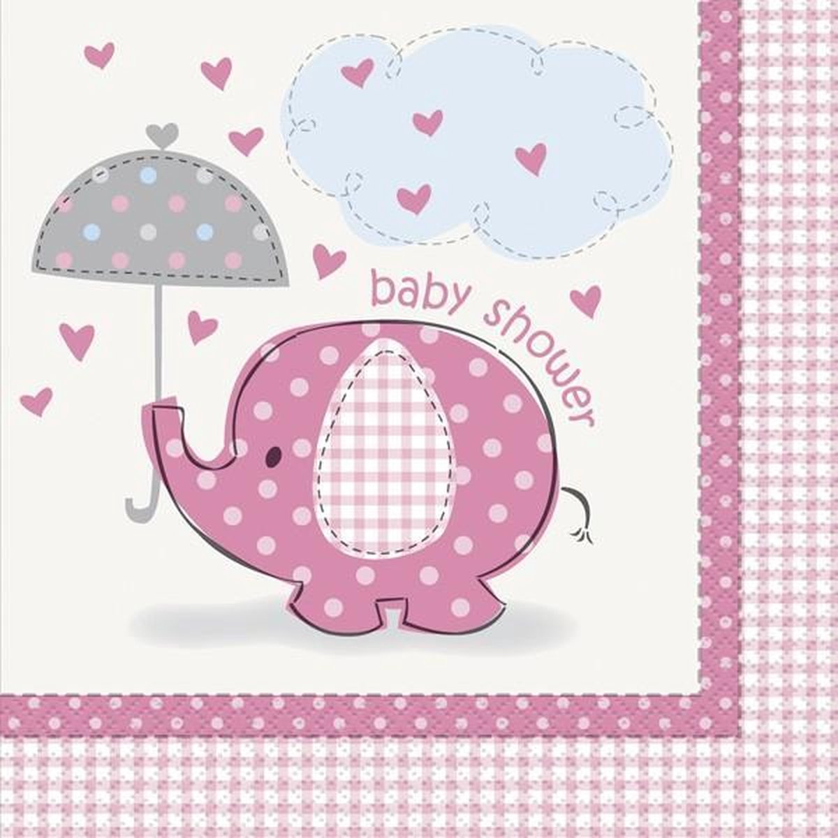 "Olifant" papieren servetten voor Baby Shower 16 stuks - Roze