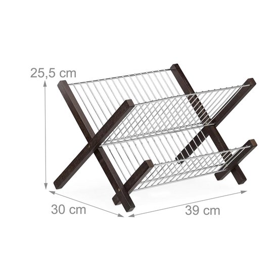 Spetebo Afdruiprek van bamboehout, 60 x 29 cm, opvouwbaar, afdruiprek, bordenrek