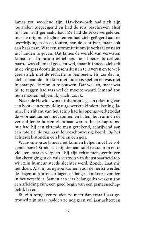Pagina met tekst over James, zijn schrijven en zijn relatie met zijn familie.