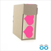 Étiquettes coeur rose fluo (boîte de 500 pièces)