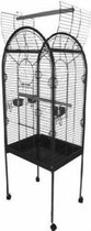 Cage de perroquet de mât supérieur - Grande cage de perruche - Cage d'inséparable - Joan - Noir - 55 x 55 x 160 cm