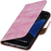 Roze Mini Slang Booktype Samsung Galaxy S7 Edge Wallet Cover Hoesje