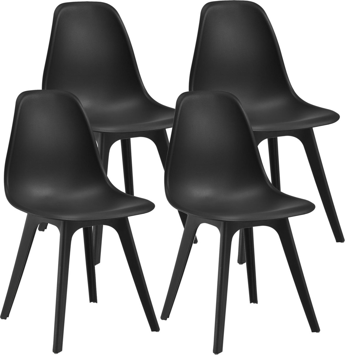 en.casa Eetkamerstoel Lendava 83x54x48 cm set van 4 kunststof zwart