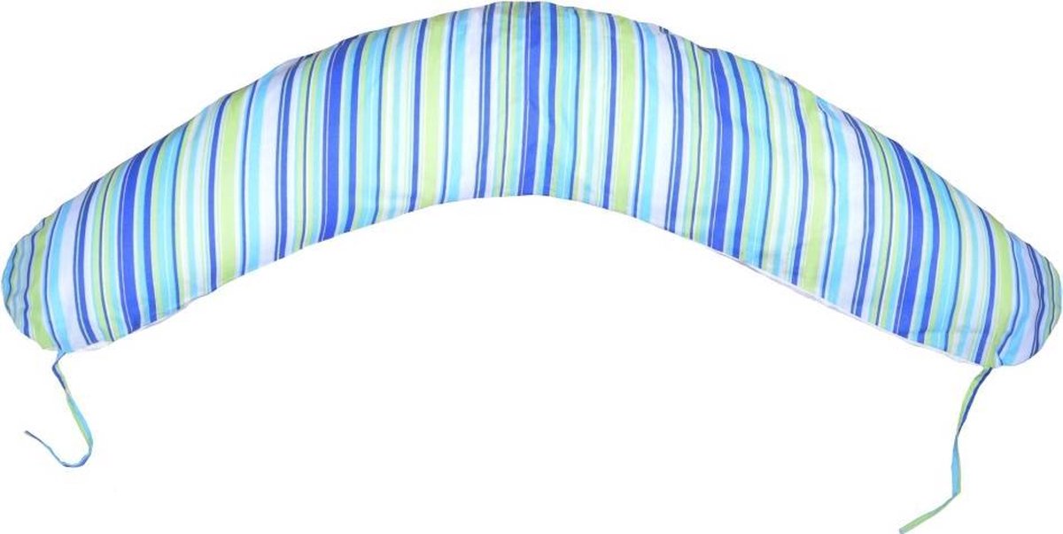 Zwangerschapskussen - met touwtjes - 145 cm - wit en blauw gestreept