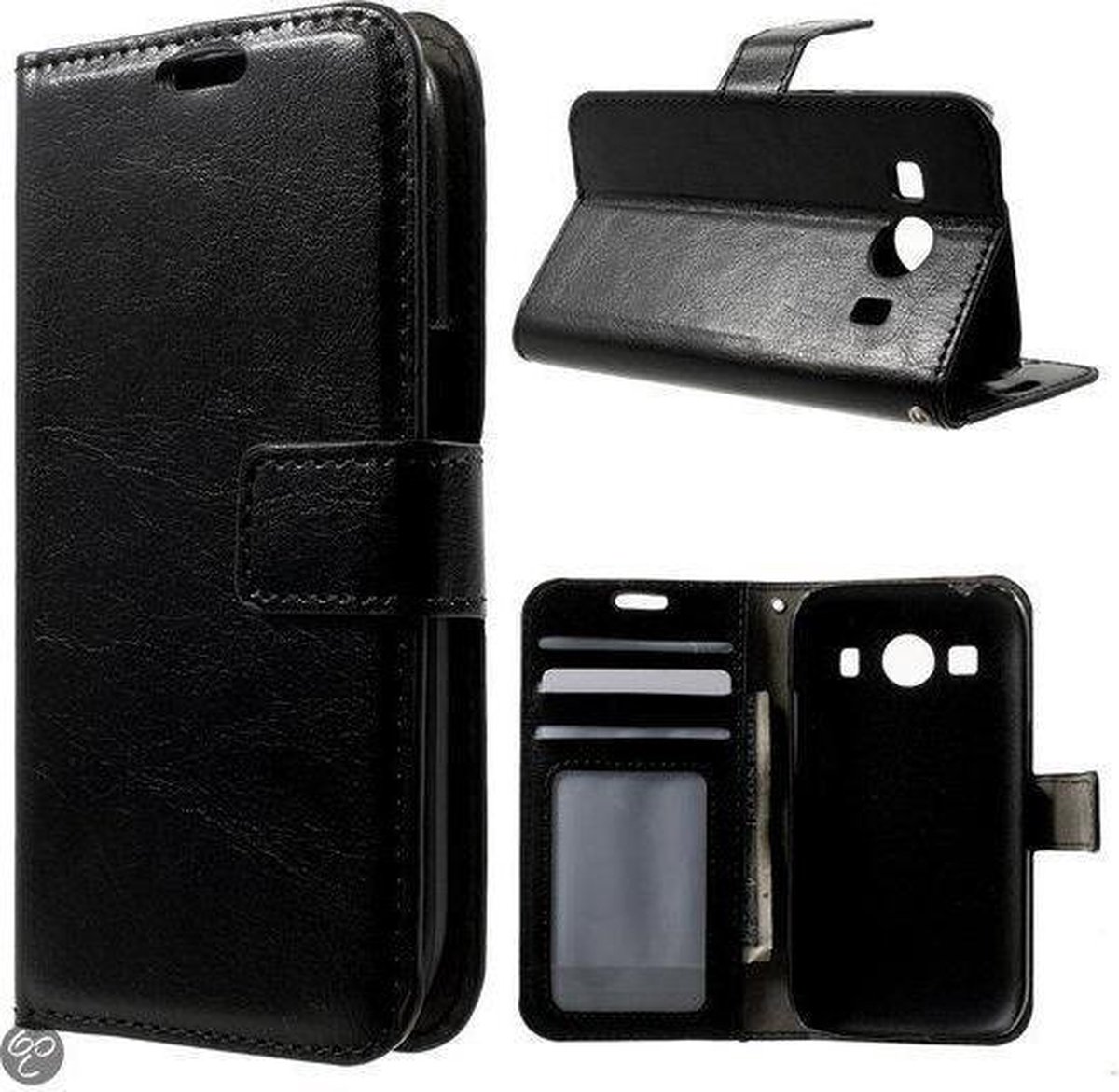 Zwart agenda wallet hoesje Samsung Galaxy Ace 4 G357FZ