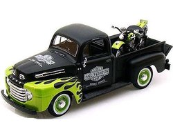 Ford F1 Pickup & Panhead Harley Davidson 1948 1-24 Maisto Zwart / Groen