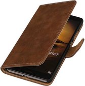 Mobieletelefoonhoesje.nl - Huawei Mate 7 Hoesje Hout Bookstyle Bruin