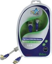 HQ - 1.4 High Speed HDMI kabel - eenzijdig haaks - 2.5 m - Grijs/Blauw