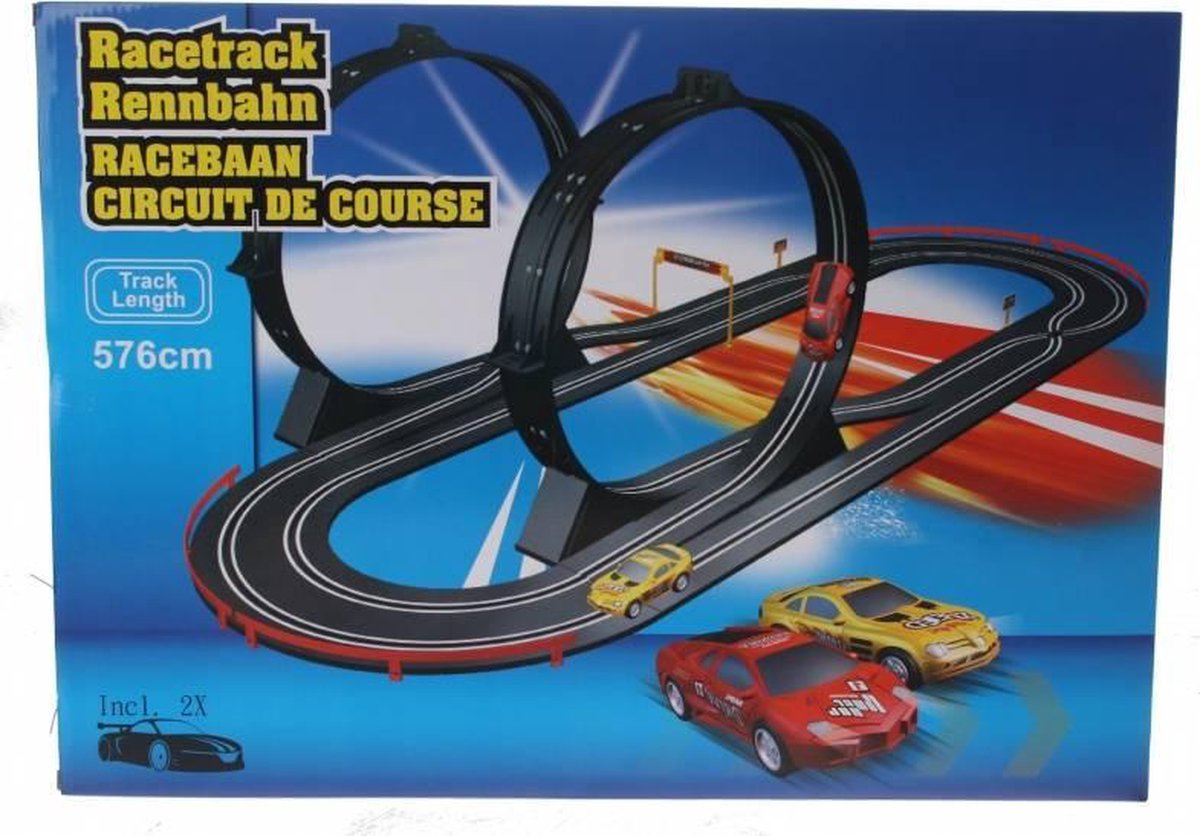Racebaan met Loopings en 2 Auto's (576cm)Eddy Toys | bol.com