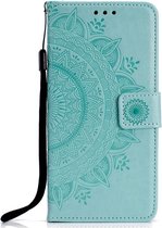 Shop4 - iPhone Xs Max Hoesje - Wallet Case Mandala Patroon Mint Groen
